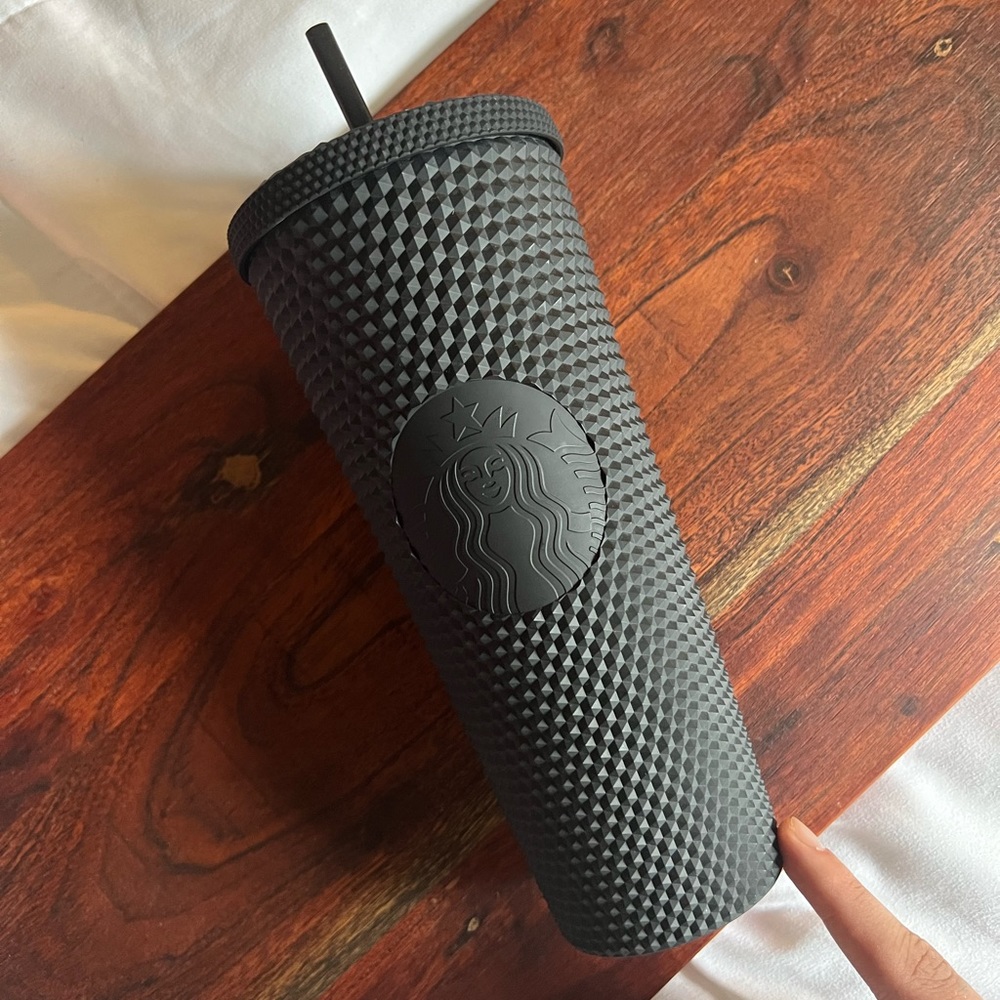 Matte black Starbucks reusable cup